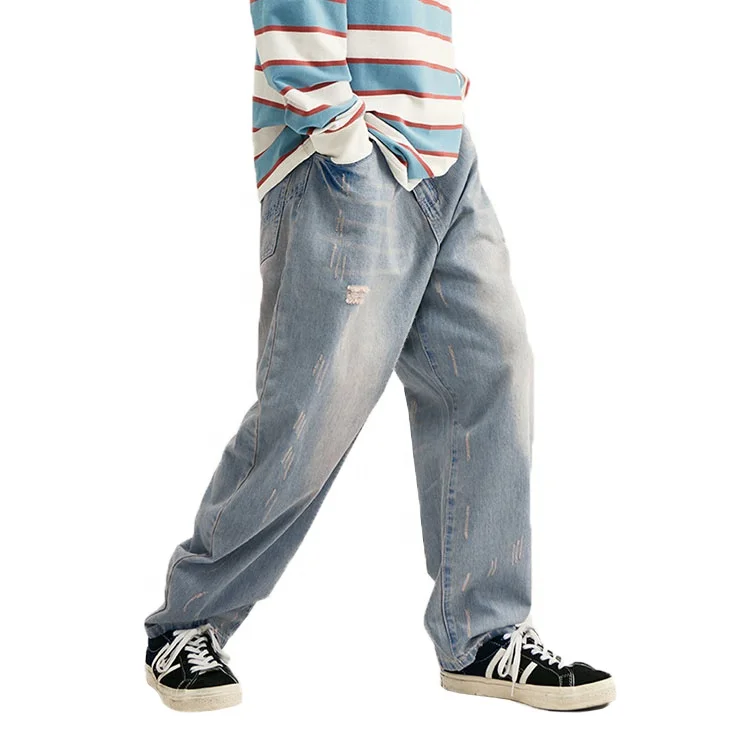 

2021 Wholesale balloon fit hiphop hip hop men baggy jeans for boy, Customized color