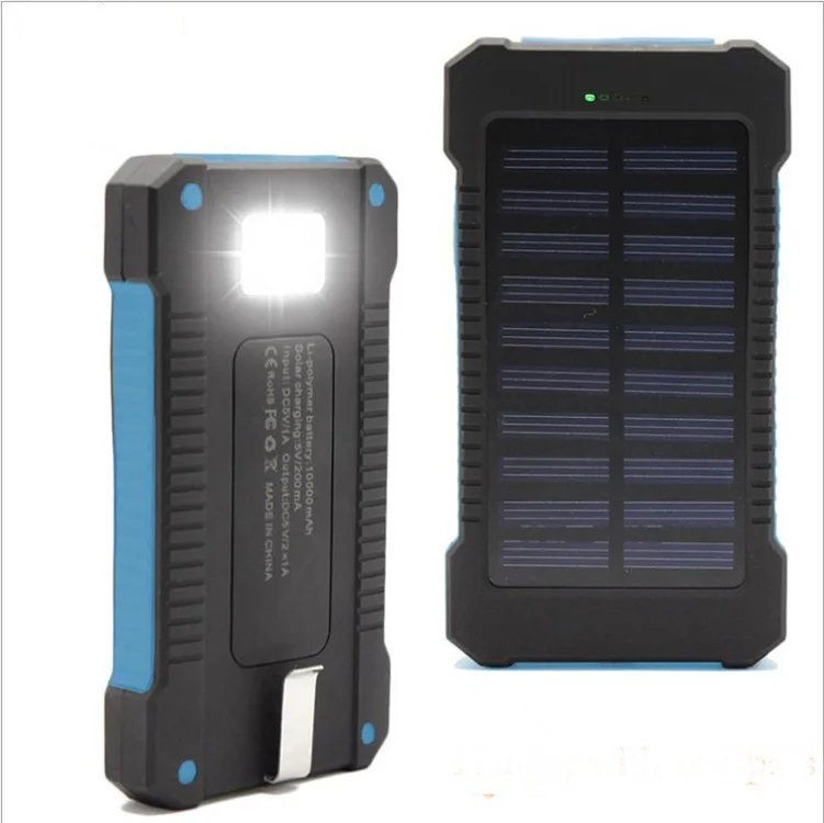 Dual usb portable  solar power bank waterproof back up solar power charger  20000mah power bank mobile charger with  LED