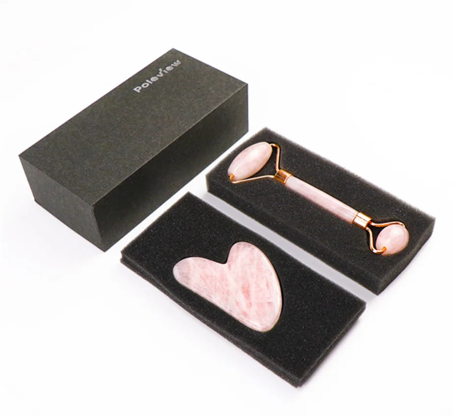 

2021 Hot Sale 100% Real Natural Jade Massager Roller and Gua Sha Tools Set