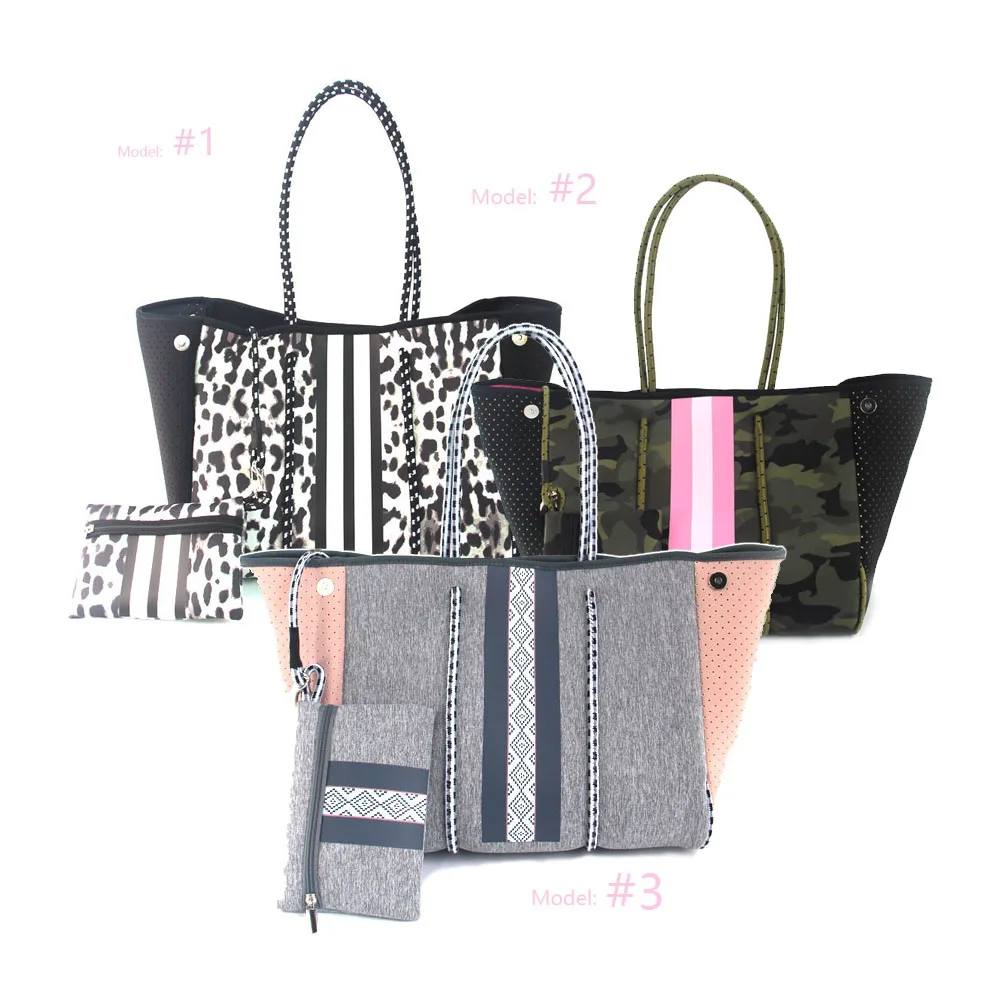 

Donghong factory wholesale neoprene handbag large tote handbags women neoprene tote bags 2021, Customized color