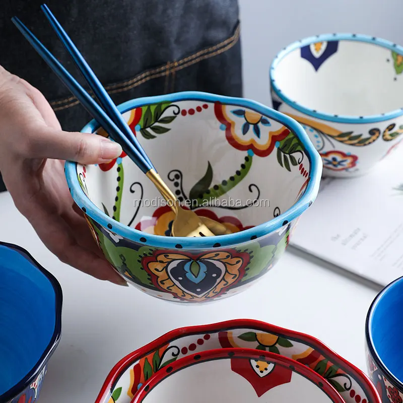 Hand-painted Bohemian Restoring Ancient Underglaze Ceramic Bowl