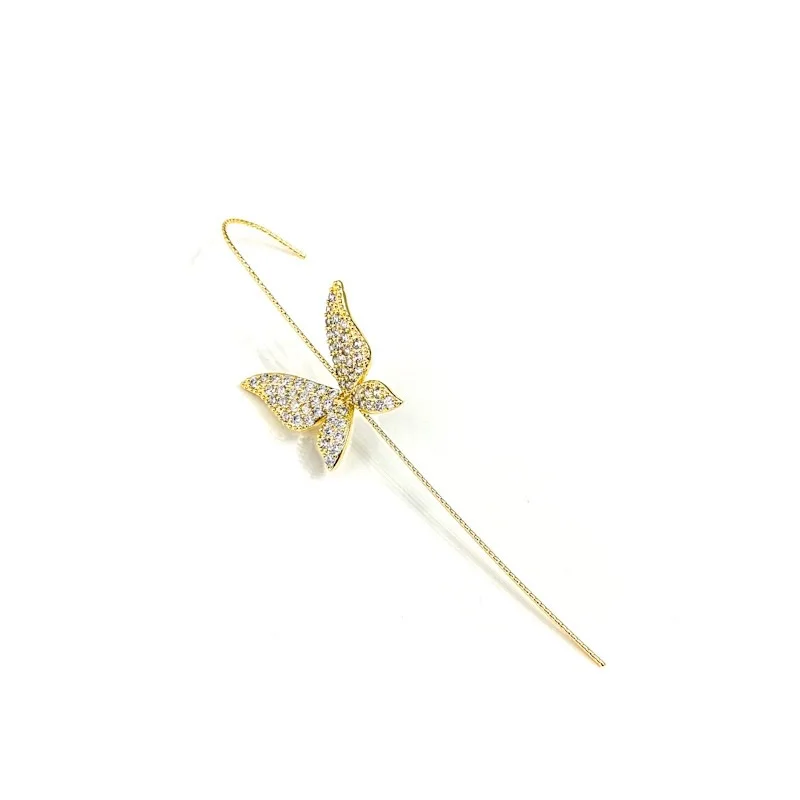 

Wholesale 1Pcs Fashion Flower Butterfly Snowflake Earrings Ear Wrap Crawler Hook Earrings For Women, Golden