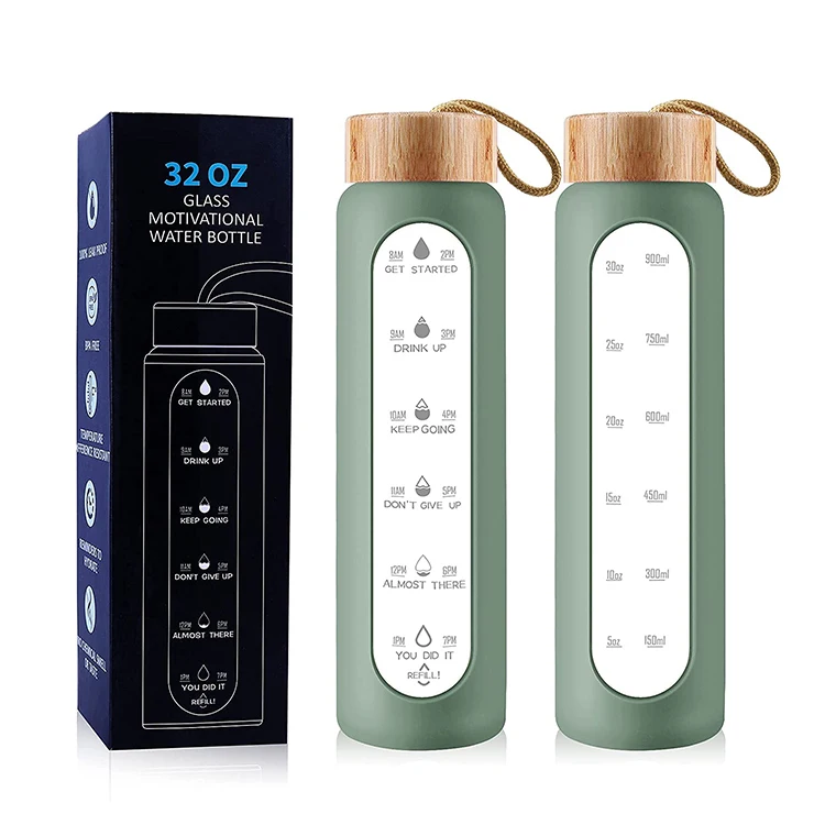 

2022 Amazon Leakproof Bamboo Lid Tea Drinking Double Walled Glass fashion Water Bottle With stainless Infuser, Customized color acceptable