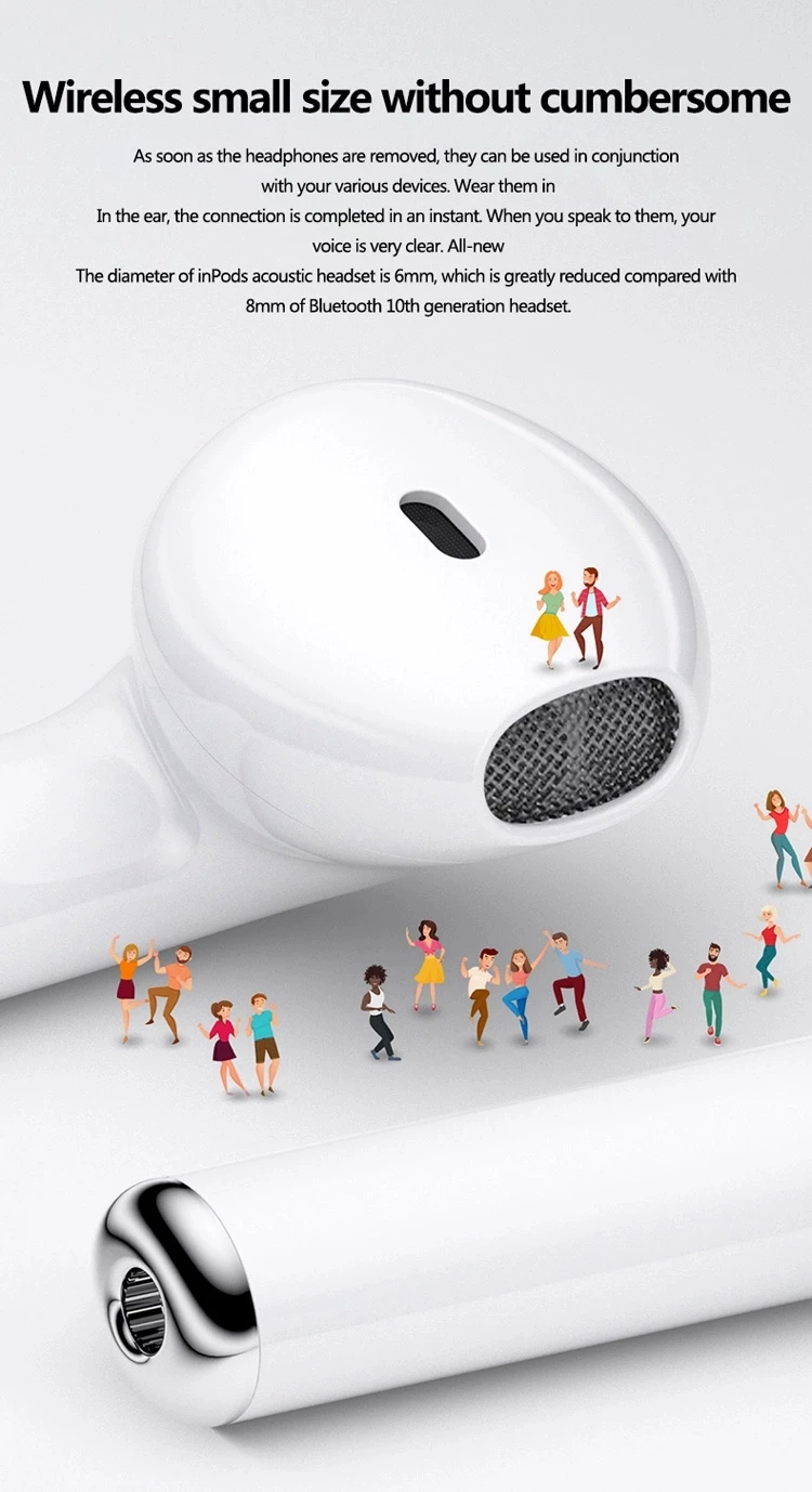 2020 New Product Inpods 12 BT V5.0 True Stereo Wireless Earphones In-Ear Wireless Earbuds With Mic Wireless Earbuds - ANKUX.COM