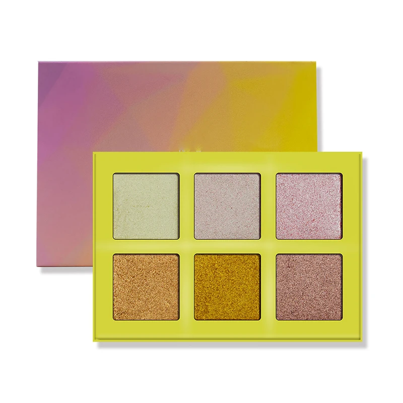 

Hot Sale Custom Bady Face Use Private Label Packaging Compact Makeup 6Color Highlighter Palette, 6 colors