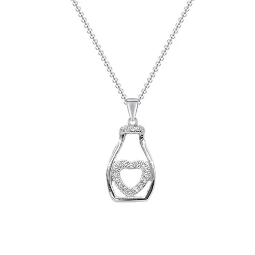 

Amazon Ebay Fasion Design Aquarius Water Love Jar 925 Silver Gold Plated Heart Pendant Necklace Jewelry Set Women