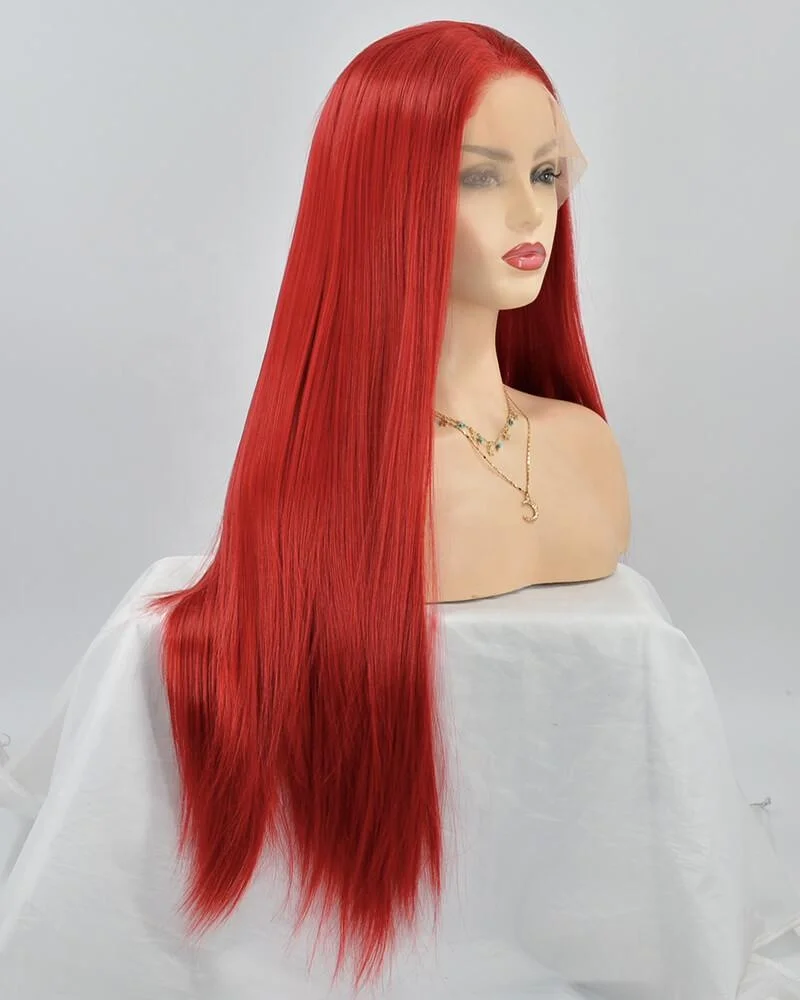 

Aliblisswig Long Straight High Quality Heat Resistant Synthetic Lace Front Wig Glueless Red Lace Front Synthetic Hair Wigs, Red lace front wigs