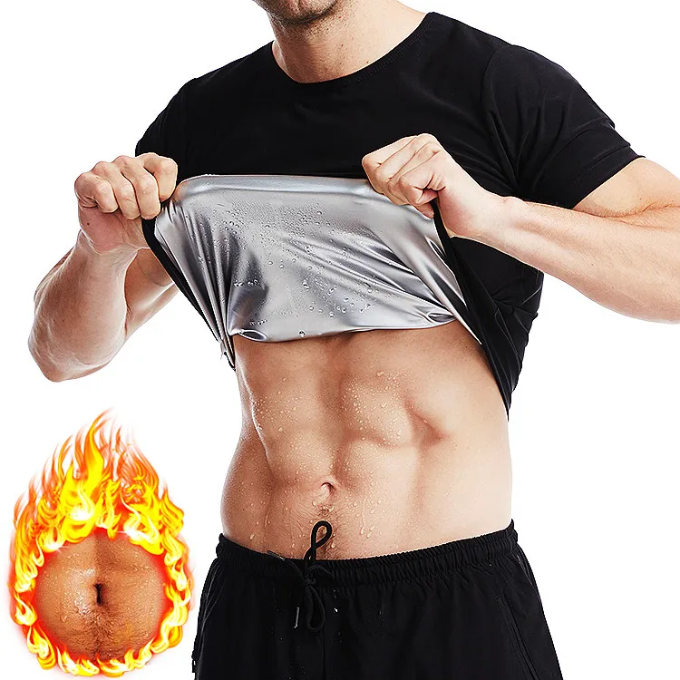 

Gym Workout Wear Sweat Sauna Waist Slimming Body Shaper Men Sweat Shirt, Black