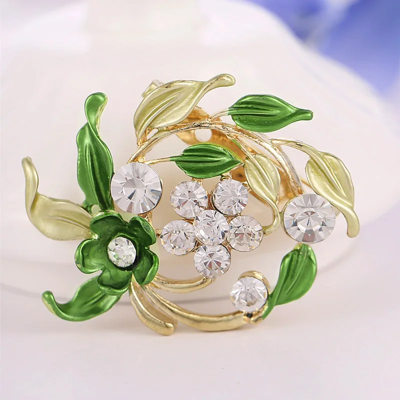 

Jachon Colorful enamel corsage with hollow out diamond flowers and branch brooch for women and girls as gifts, As picture