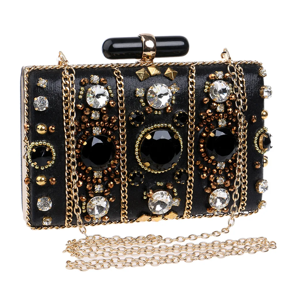 

Popular Design Women Shiny Giltter Diamond Clutches Purses Bag Rhinestone Beaded Evening Wedding Handbags/