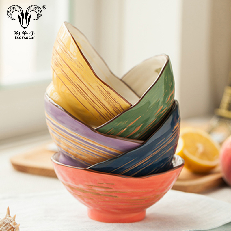 

2019 Colorful Ceramic Rice Bowl Cereal Salad Dessert Bowl for Sale