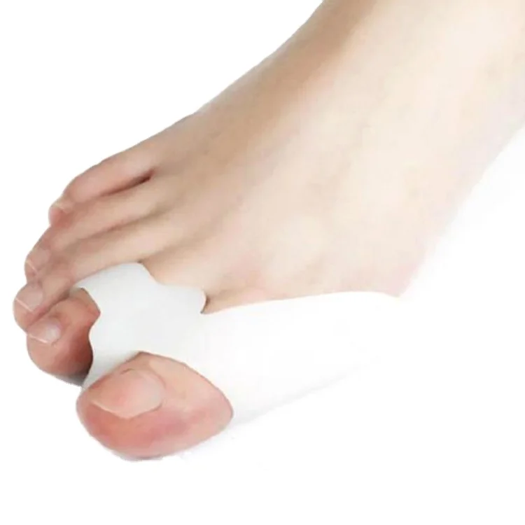 

Best Seller 2021 High Quality Soft Double Loops Hallux Valgus Corrector Toe Protector Gel Toe Separator, White+skin tone