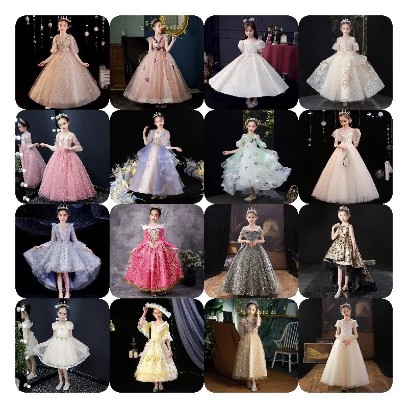 

China factory wholesale girl's party evening dress bow lace lace princess dress girls dresses, Mix