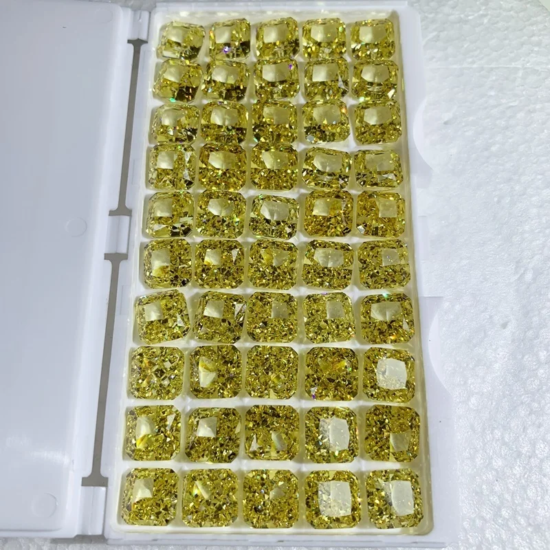 

Machine Cut Square Shape Yellow Cubic Zirconia Lab Diamond Loose Stone