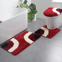 

New products ready stocks modern bath toilet mats set custom 3 piece geometric bathroom rug