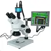 14MP HDMI USB Calibrate Camera 7X-45X Trinocular Microscope Inspection Zoom Stereo +144 LED Ring Light+8 inch HDMI LCD Monitor