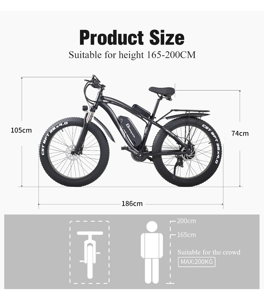 Ready To Ship Cheap 48V 1000w 15Ah Rear hydraulic disk brake 26 Inch Fat Tyre Electric Bike With Pedal Assist System