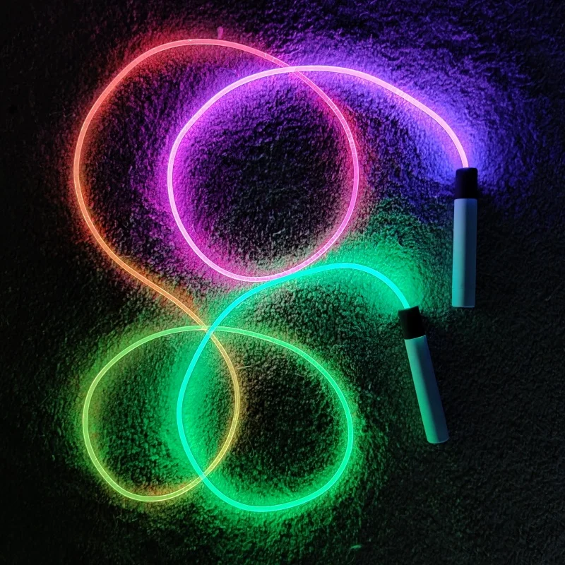 

Night LED light up jump skipping rope 2.8m length for adult adjustable kids sport fitness toy tiktok ins PU TPU optical cable