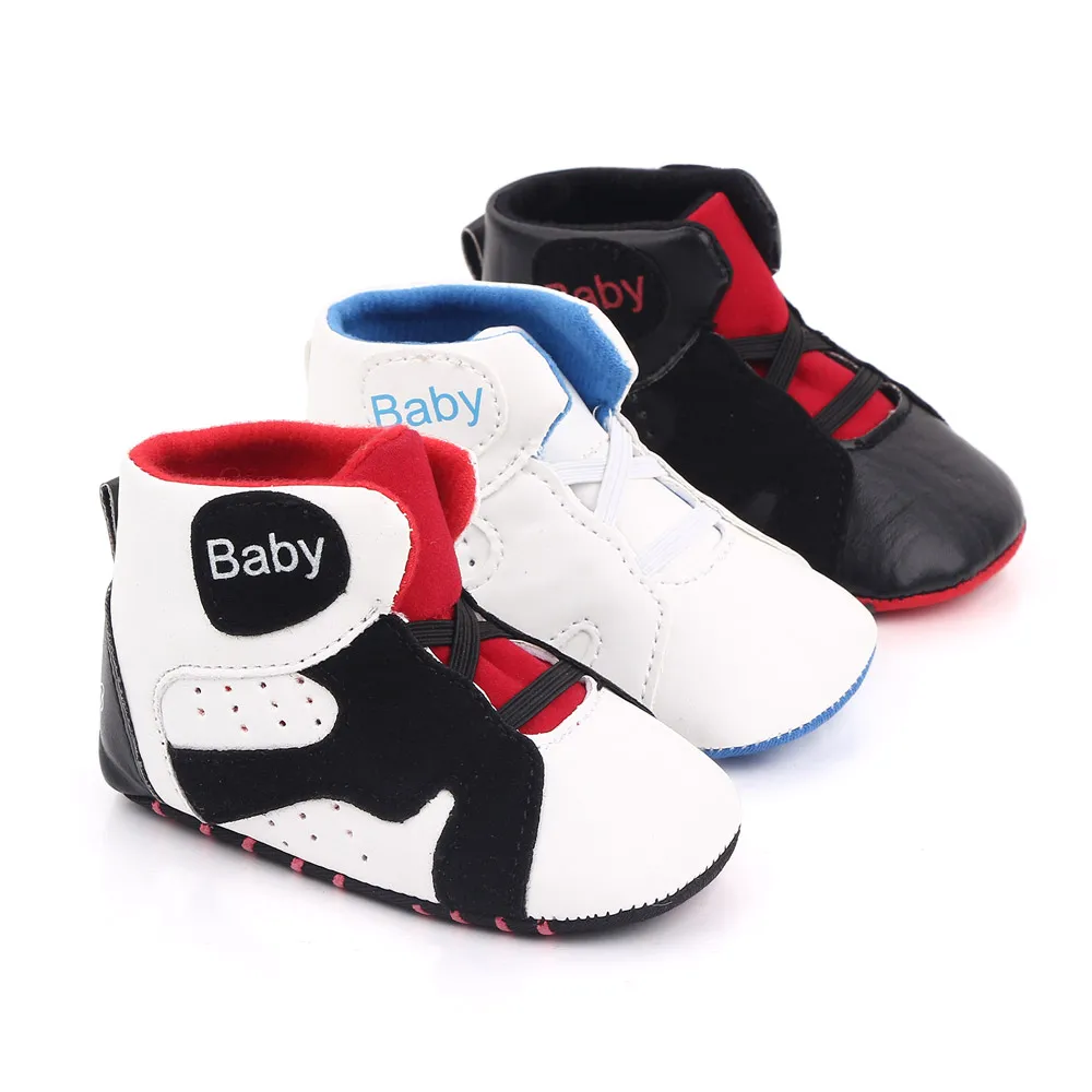 

New arrival autumn high-top baby boys shoes wholesale, White/black/white and black