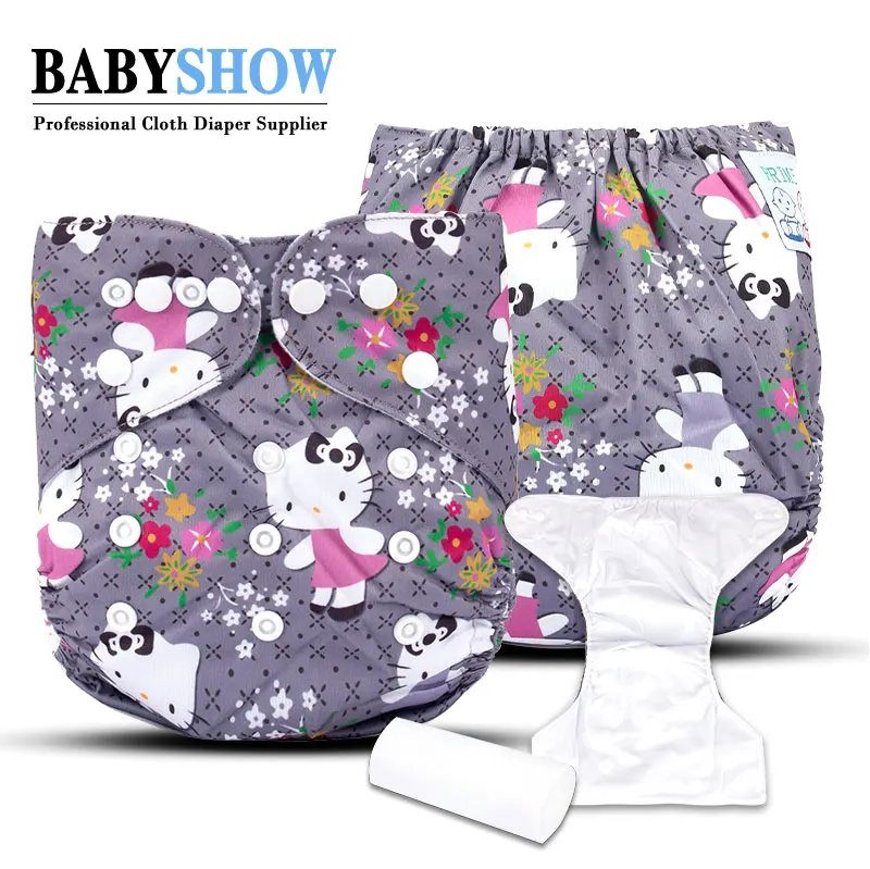

babyshow cartoon kitty pattern wholesale price ecologic diapers baby diaper with insert