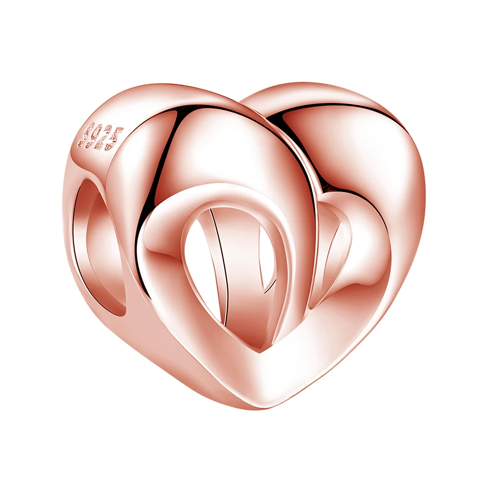 

New Arrivals 925 Sterling Silver Heart shape Rose Gold Charm Beads Fit Original Bracelet For Women DIY Silver Jewelry
