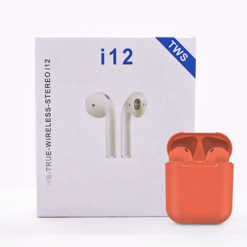 

High Quality Hands Free i12 TWS 5.0 Earbuds with Two Wireless Stereo Earphones, White, black, gold, silver, red, purple