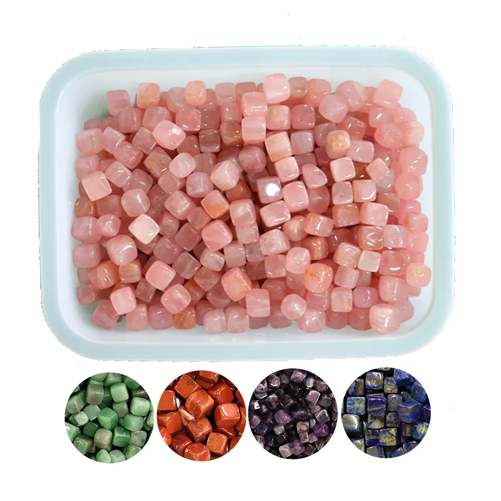 

Wholesale Natural Rock Crystal Cube Rose Quartz Tumbled Stone Healing Quartz Square Shape Crystal Gravel Stone