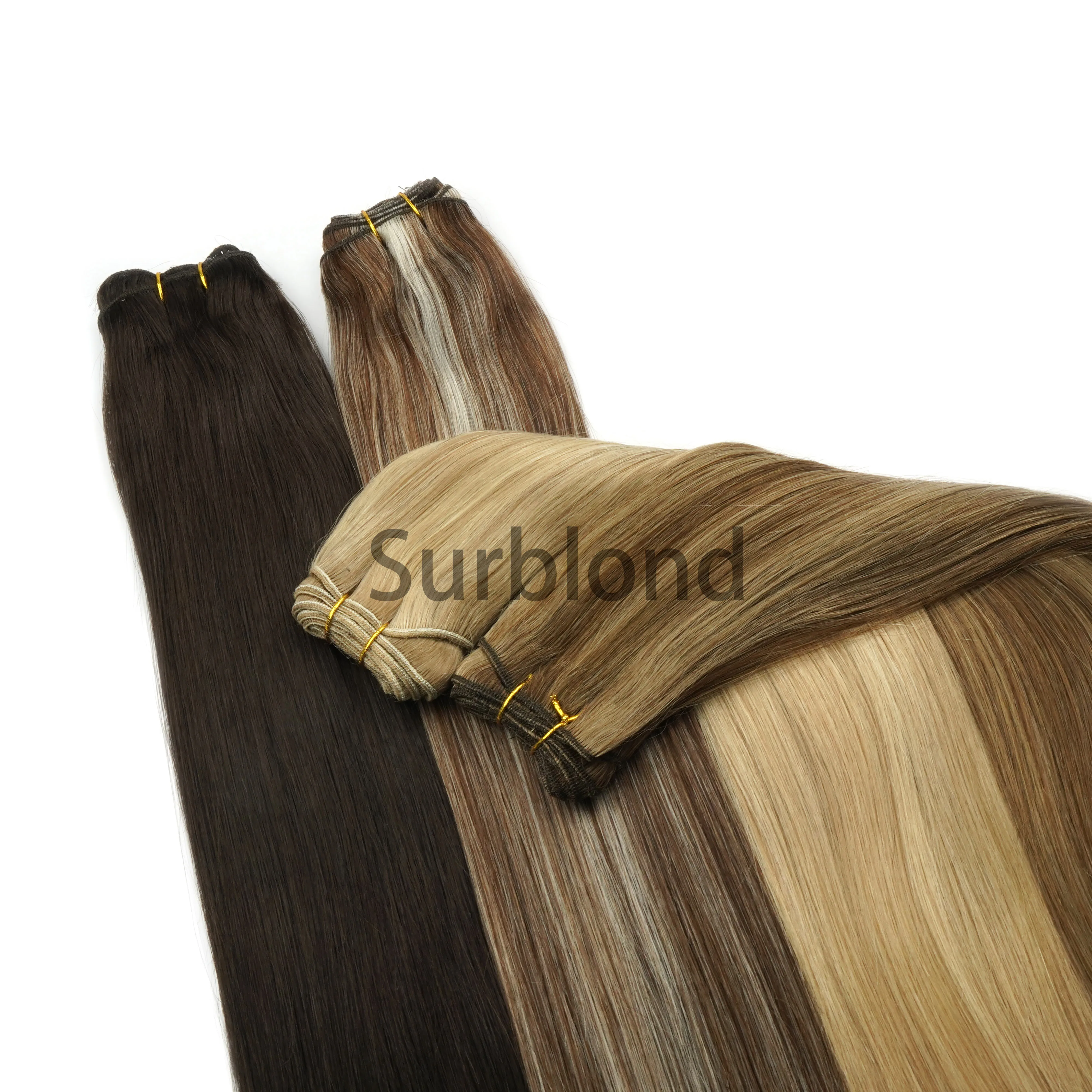 

Remy Hair Extensions Weft 100% Human Hair Bundles Virgin Flat Weft Hair, Natural colors