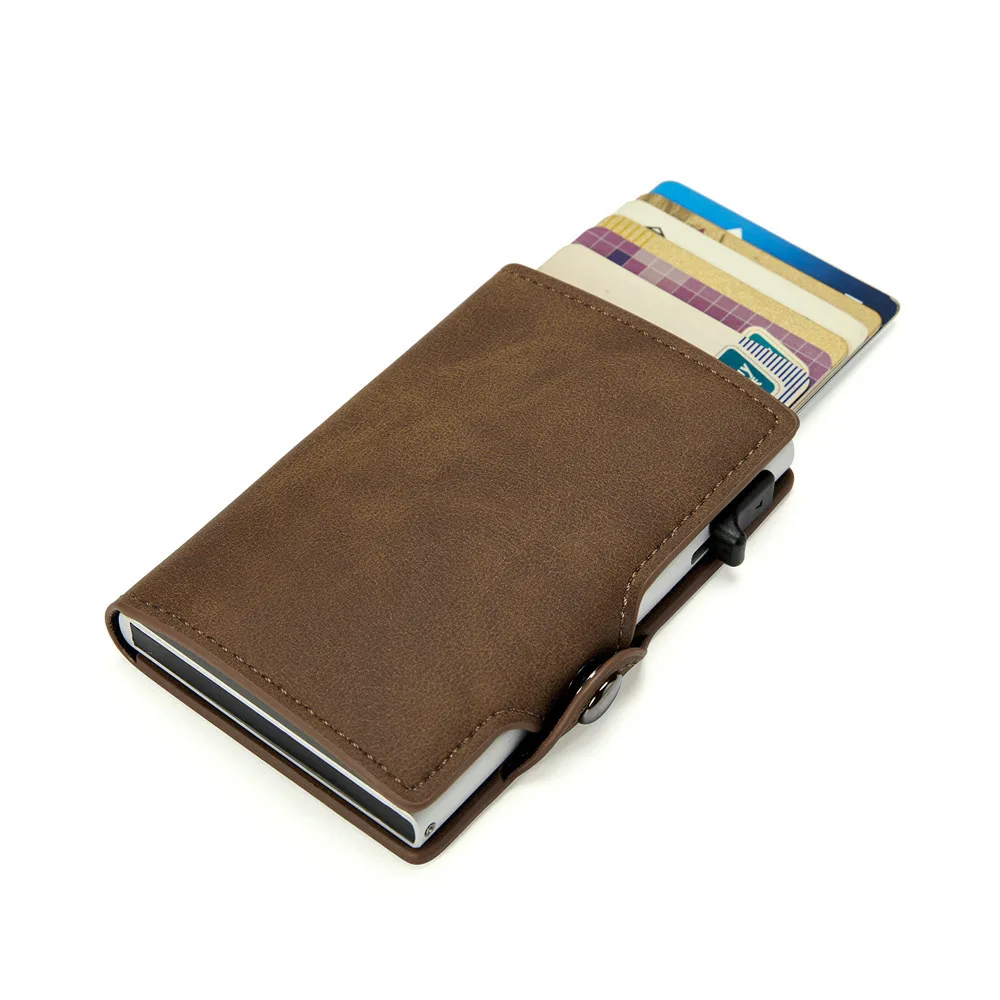 

MINIBOOK 2022 Vintage PU Leather Ultra Thin RFID Aluminium Slim Card Holder Wallet for Men