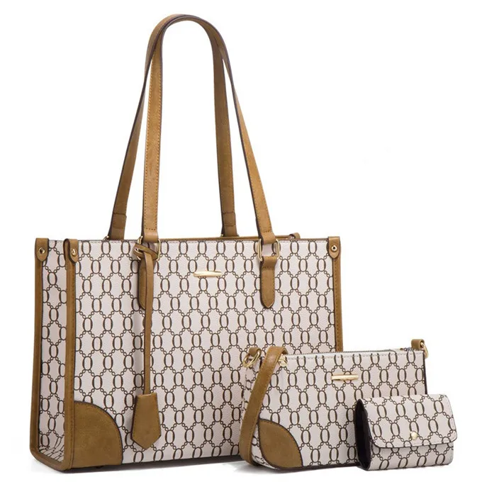 

Custom Pu Leather 3pcs Suit Single shoulder Bag Wallet and Handbags For Women