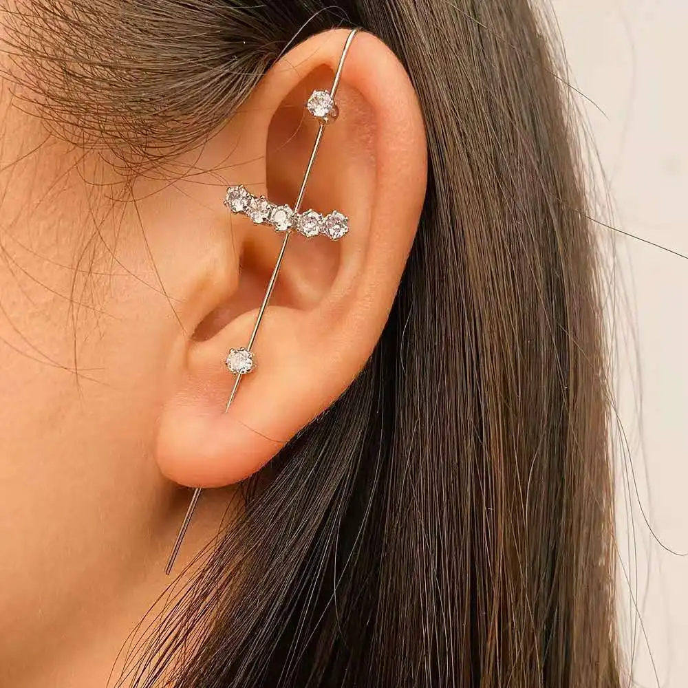 

The new silver series a variety of triangle round lightning shaped pierced zircon earrings ear hook earrings