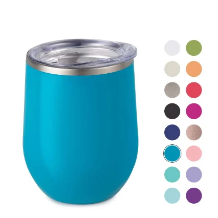 12oz wholesale glitter wine tumbler double walled wine tumbler with lid and straw