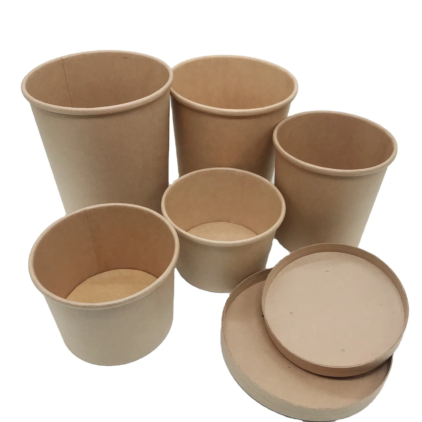 

Disposable biodegradable eco- friendly kraft salad paper soup cup bowl compostable food container