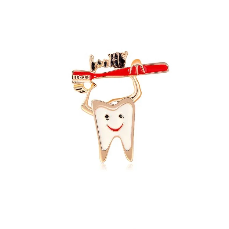 

New Creative and Fashionable Alloy-plated Smiling Teeth Brooch, Picture shows