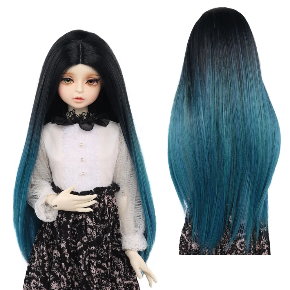 

High quality syntheticir wig Lake Water Blue Ocean Blue color long straight hair bjd doll wig 1/3 1/4 1/6 for choose