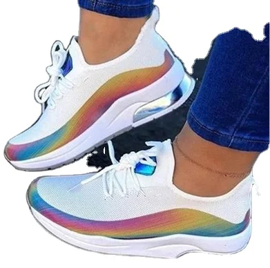 

Large size fly weave sports shoes for women 2021 new spring/summer women's shoes thick soled casual single shoes