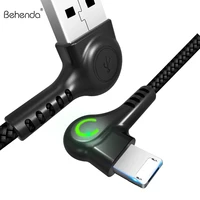 

2.4 A 2 in 1 90 degree black nylon braided usb fast charging LED cable data transfer and dual side charging for iphone X