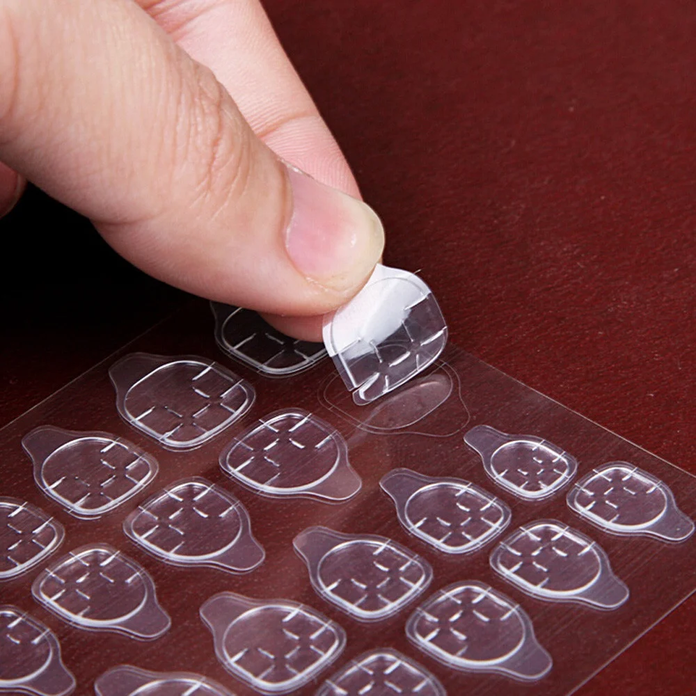 

24 Pieces Of Nail Art Double-sided Adhesive Transparent Jelly Sheet Glue Transparent Adhesive Reusable Nail Glue Stickers, Picture