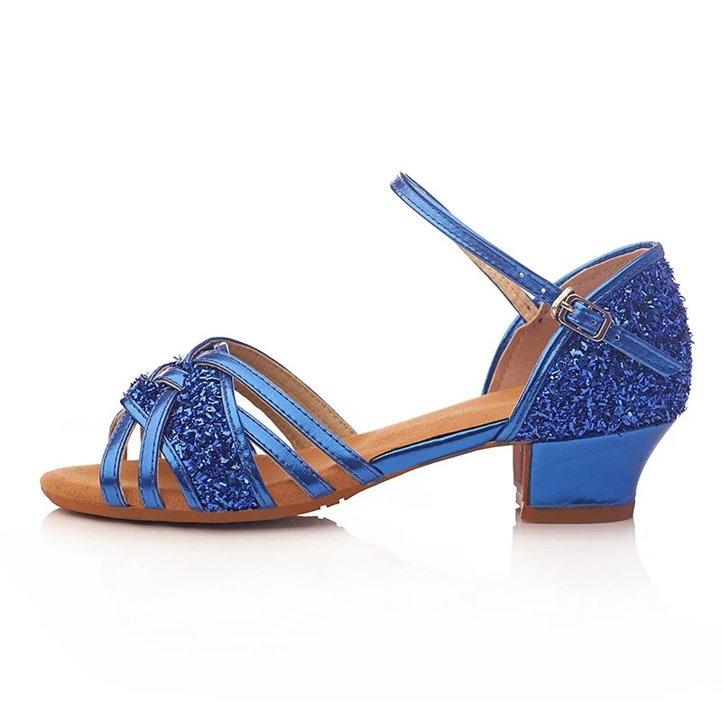 

Wholesale Low Heel Children Latin Dance Shoes Girls Ballroom Tango Dance Training Shoes, Gold,blue,rose,silver