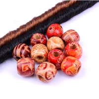 

100PCS African Wooden Hair Beads Big Hole Dreadlock Ring Tubes Dread Bead Wood Hairstyles Braiding Hair Accessories
