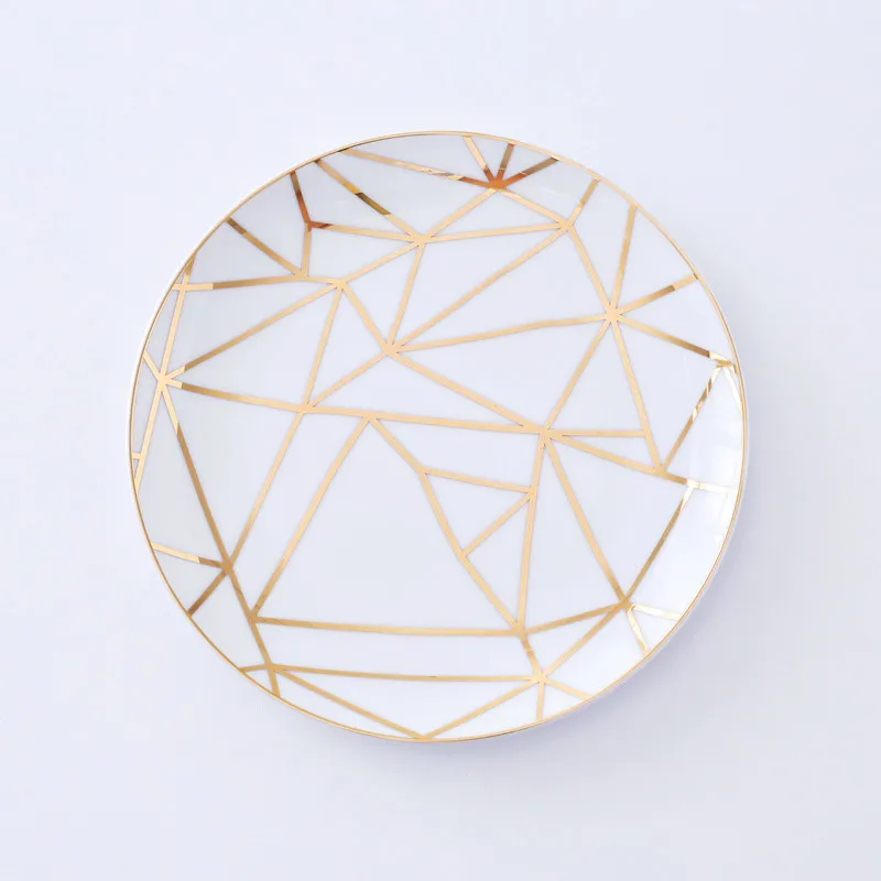 

High quality 7.25/10.5 inch ceramic round gold rim dinner plate wedding charger, Customized color