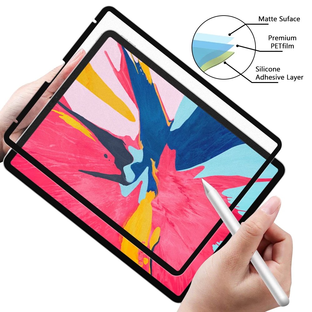 

Amazon New Product Removable Matte Paper Feel Like Writing Film For iPad Pro 11" Silk Print Handwriting Touch Screen Protector, Transparent