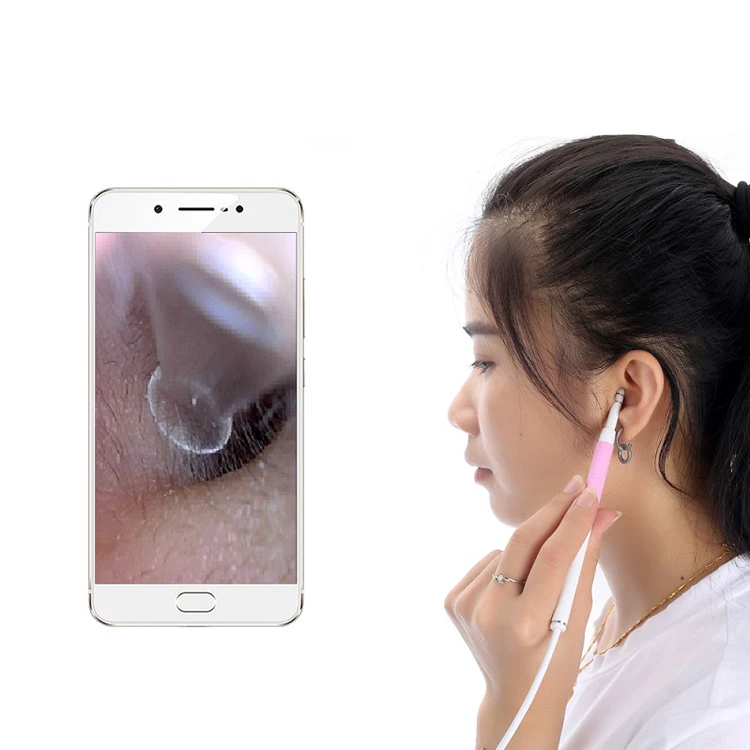 

3 IN 1 480P 2M Wire 5.5mm HD Ear Camera Scope Ear Video Otoscope Camera, Pink
