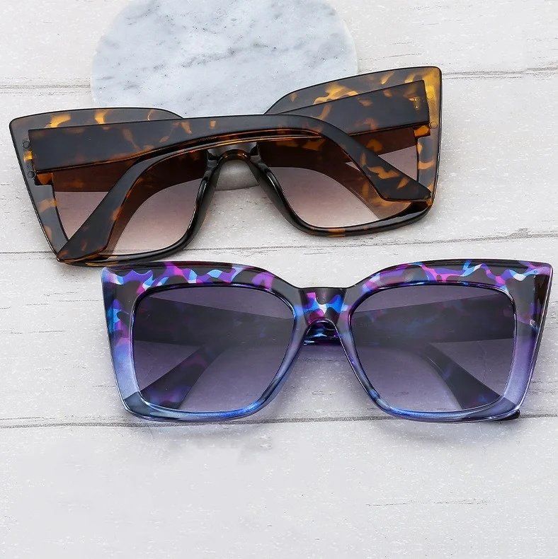 

Wholesale fashion hd uv400 lens oculus personality female cat eye frame shades custom women colorful gradient frame sunglasses