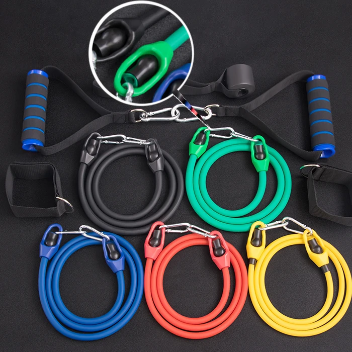 

Wholesale print custom resistance band set 11 pcs,exercise home gym resistance bands tube set with handles 11 piece