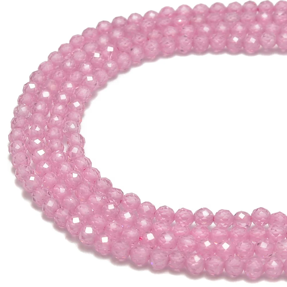 

2mm 3mm 4mm White Clear Color CZ Cubic Zirconia Micro Faceted Round Gemstone Loose Beads for Jewelry Making Zircon Beads