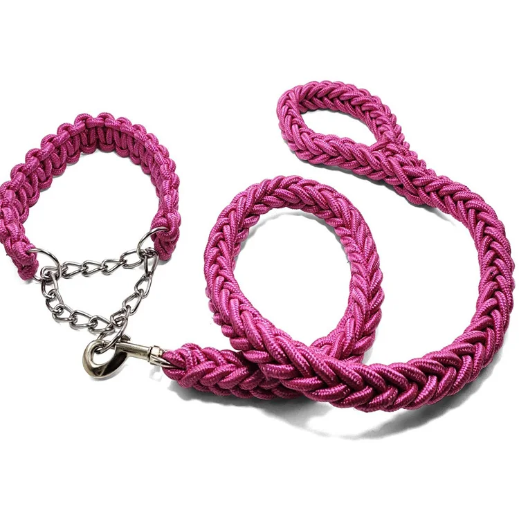 

Wholesale Pet training product braided dog collar and lead set For Large Dogs, 6 colors for choice
