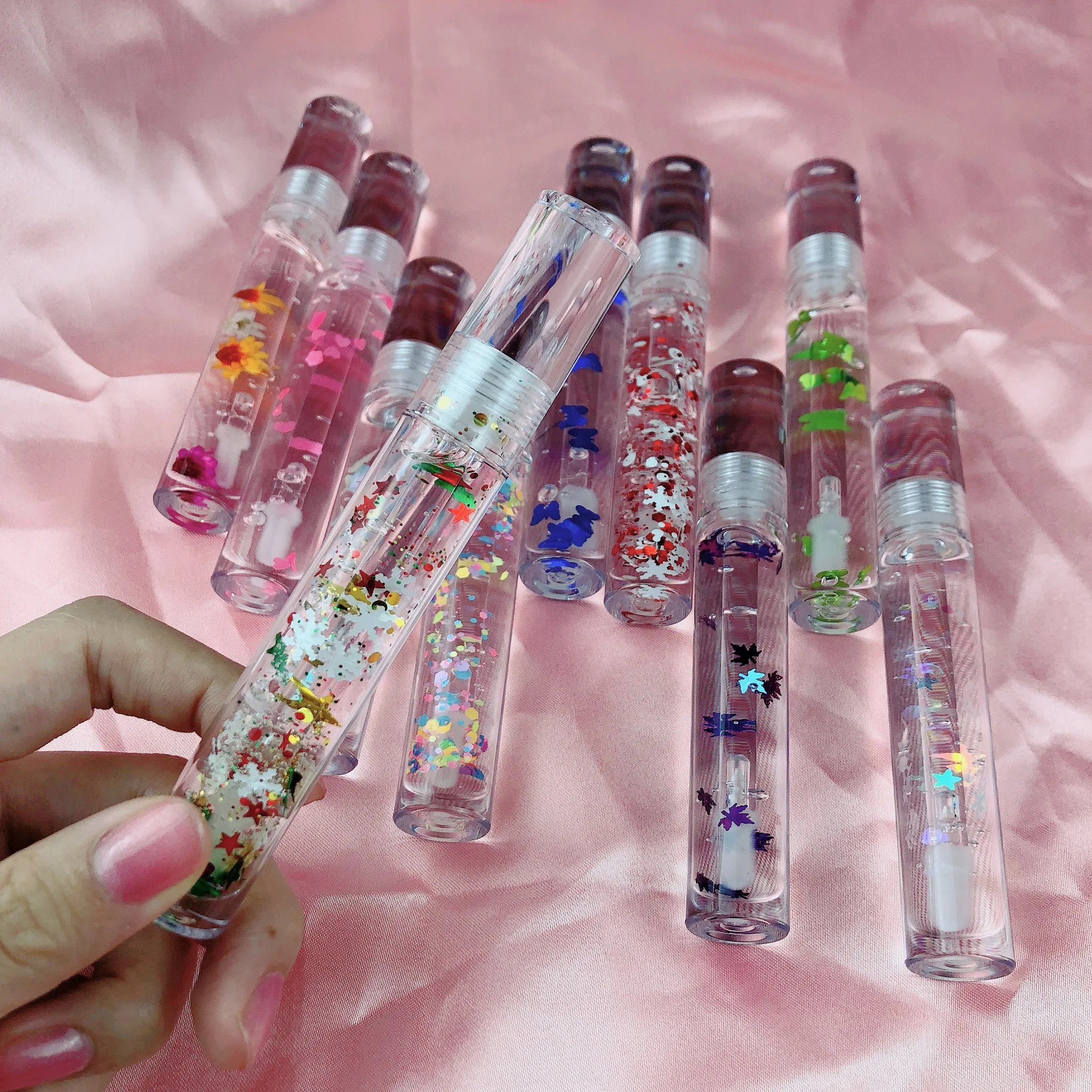 

2021 new arrival clear lip gloss private label Christmas lipgloss shiny flower lipgloss