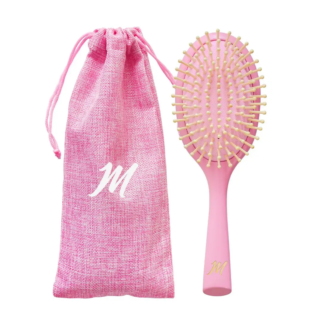 

New Arrivals Custom Logo Natural Pink Wooden Massage Cushion Hair Brush Detangle Brush for Hair