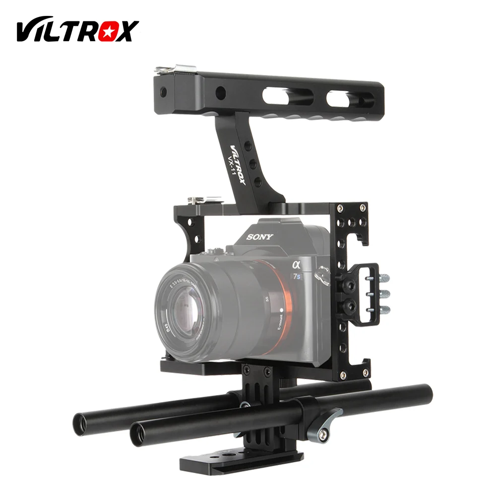 

Viltrox 15mm Rod Rig DSLR Camera Video Cage Stabilizer Top Handle Grip for Sony A9 A7II A7RII A7SII A6300 A6500/GH4/EOS M5